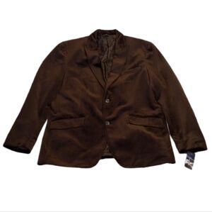 Tasso Elba Mens Sports Jacket Sz L Brown Faux Suede 2 Button Suit Coat Fall Soft